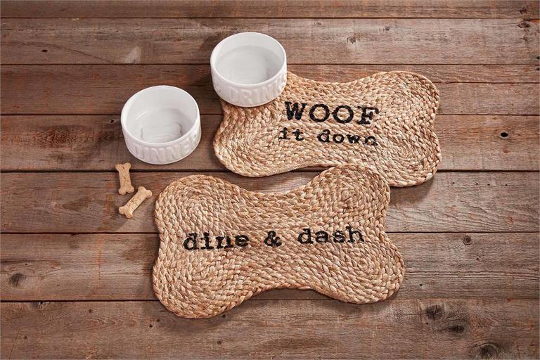 Woof Jute Dog Bowl Mat