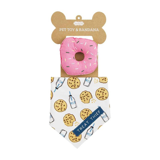 Donut Pet Toy Bandana Set