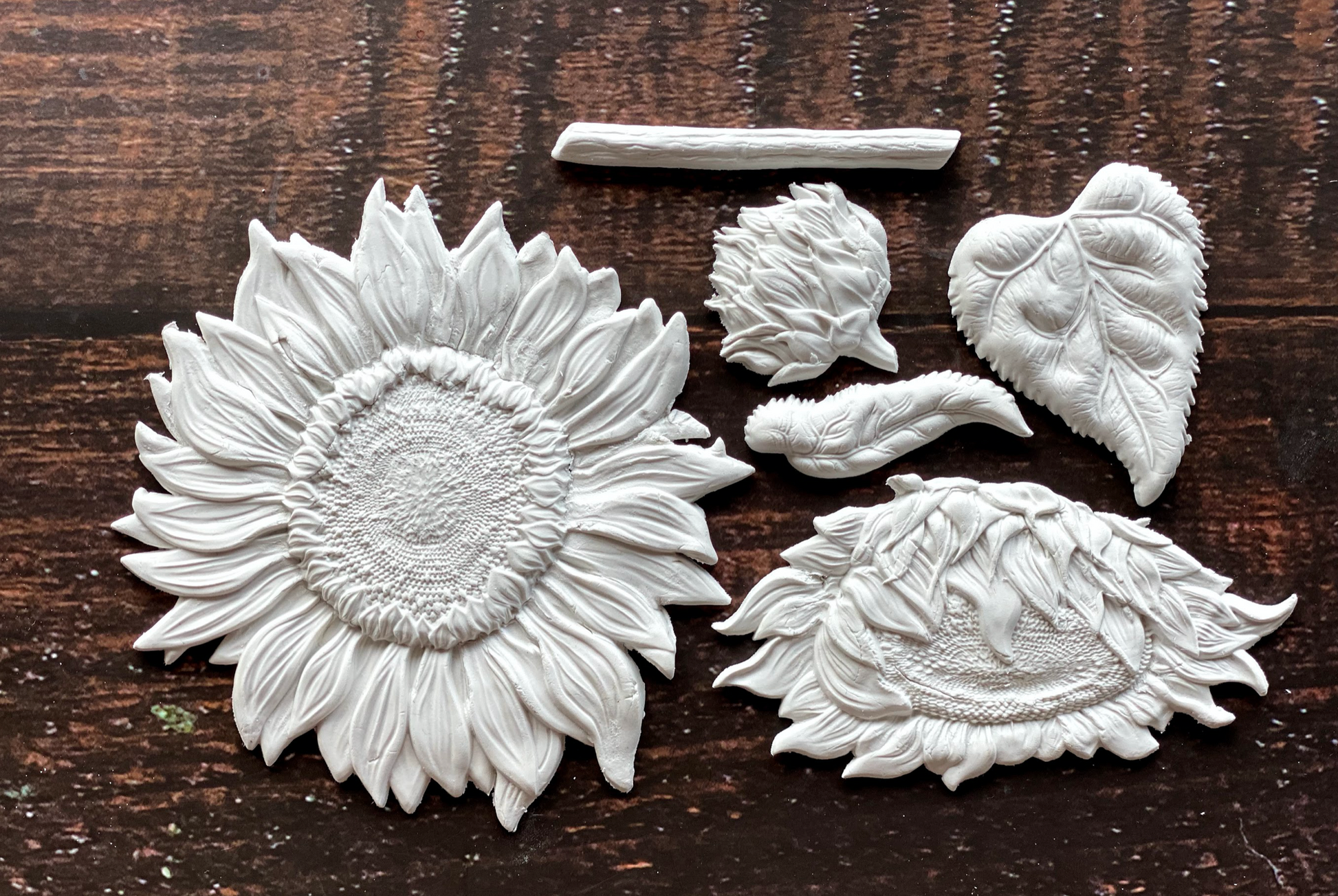 IOD Sunflowers Decor Moulds After Casting