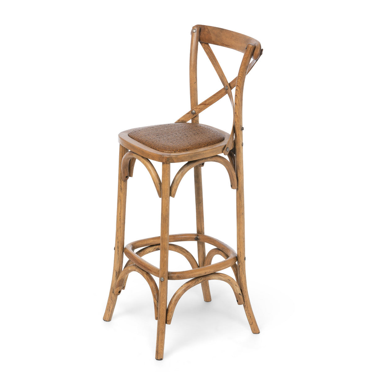 Oak Cross Back Bar Stool